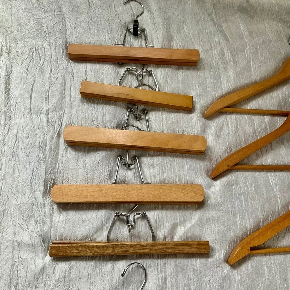 Mixed Lot of 15 Wooden Clothes Hangers‎ Vintage 1 Ripley Clothes Suit Pant Skirt